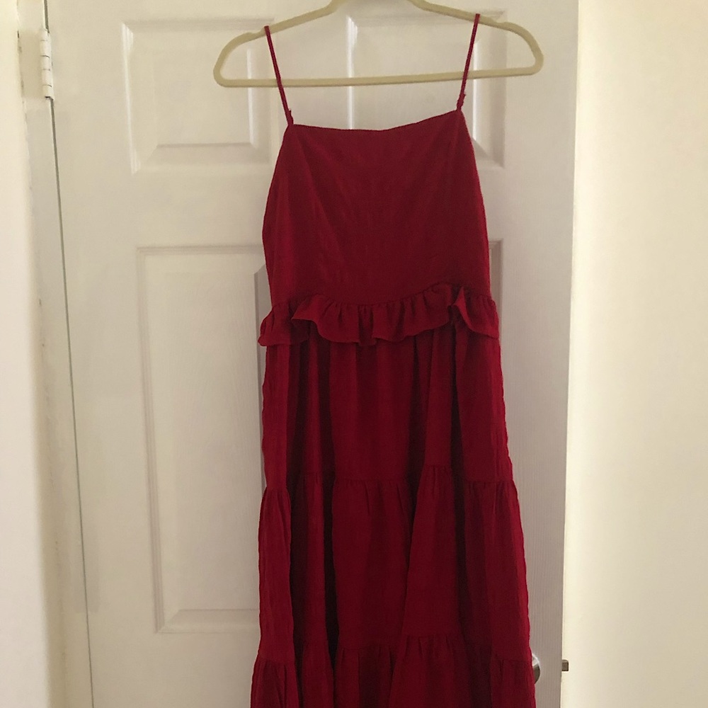Shopbop - Red ruffle midi dress